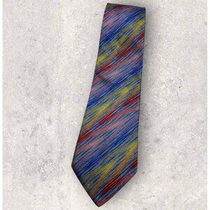 MISSONI Silk Tie ITALY Blue Gold Purple Geometric W:3.7" EUC
